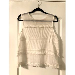 Mango White Fringe Tank Top